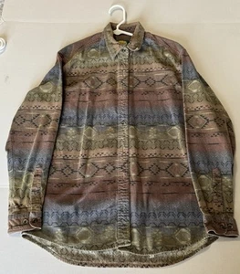 Vtg Cabelas Classic Flannel Long Sleeve Button Up Shirt Women's L Aztec Western - Picture 1 of 4