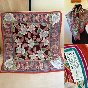 Vintage 80er Oscar De La Renta Schal Wolle Accessoire Street Floral Made in Japan - Bild 1 von 17