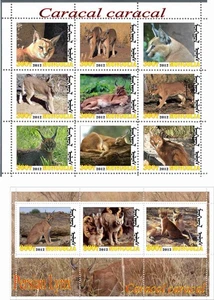 Stamp blocks complete Persian Lynx Mongolia Fauna 2012 issue - Picture 1 of 1