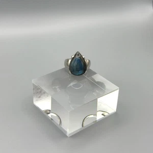 925 Sterling Silver Ring - Labradorite Teardrop Gemstone - Statement Jewellery - Picture 1 of 6