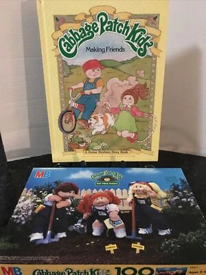 Vintage 1990 Cabbage Patch Kids 100 Piece Puzzle Complete & Making Friends Book - Image 1 of 4