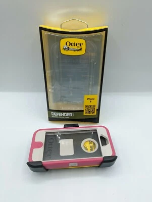 OTTER BOX DEFENDER SERIES FOR IPHONE 5 PINK WHITE CASE BELT CLIP NEW  - Image 1 of 4