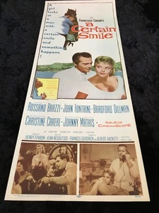 A CERTAIN SMILE 1958 ROLLED Insert Movie Poster -Rozzano Brazzi -Johnny Mathis - Picture 1 of 6