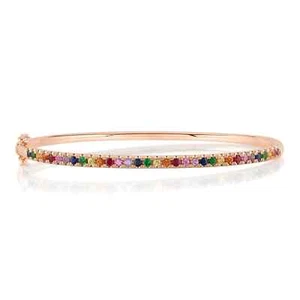 Brazalete Brazalete Arco Iris Oro Rosa 14K Multicolor 1.18 CT Redondo - Imagen 1 de 4