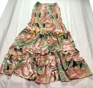 Luxxel Dress Womens M Boho Abstract Cottagecore Peasant Hippie Grunge Watercolor - Picture 1 of 8