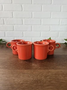 Set of 4 Fiesta Ware Ring Handle Persimmon? Mugs Homer Laughlin MMD 3.5" - Picture 1 of 3