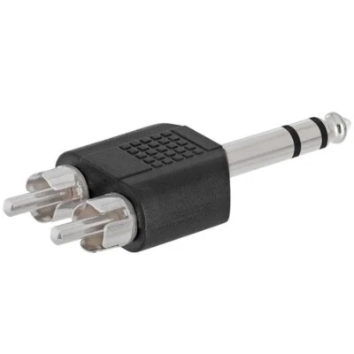 6.35mm Stereo Male to 2 RCA Male Y Splitter Audio Adapter Converter Connector - Image 1 of 2