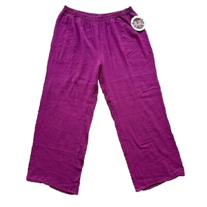 Oh My Gauze Basic Pull On Lagenlook Pants Plum Cotton Gauze Plus Size XXL 16 - Picture 1 of 9
