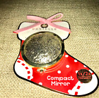 New!! Christmas STOCKING STUFFER Sparkly Gold Compact MIRROR  NIP