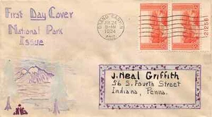 741 2c Grand Canyon J. Neil Griffith "of the period" hand painted [831250] - Picture 1 of 1