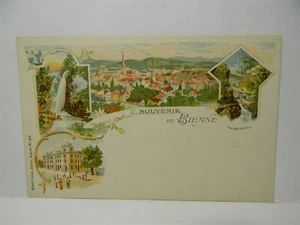 Vintage 1900 Suvenir de Bienne Schweiz UDB Mehrfachansicht Postkarte P6 - Bild 1 von 3