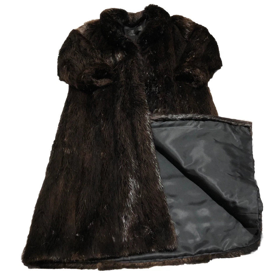 Chaqueta de piel vintage MINK Marshall Field's marrón oscuro negro abrigo para mujer talla 16 Foto 1 de 4