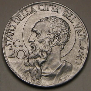 VATICAN 20 Centesimi 1941 / III - Stainless Steel - Pius XII. - aUNC - 829 * - Picture 1 of 2
