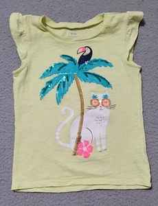 Carter's Yellow Cat Short Sleeve Shirt With Sequins 6/6X - Picture 1 of 5