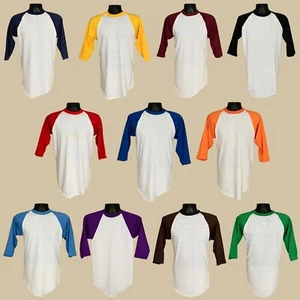 Vintage ORIGINAL Russell Athletic Baseball 3/4 Sleeve T-shirts Sizes S - XL - Picture 1 of 26