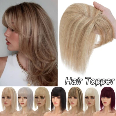 CLEARANCE 100% Remy человеческих волос Topper Toupee зажим в шелковой основе верхний шиньон парик - Изображение 1 из 4