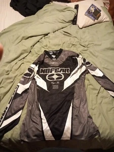 Camiseta deportiva de bicicleta vintage de No Fear años 90 negra y gris talla extra grande - Imagen 1 de 6