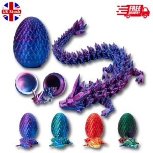 3D Printed Articulated Dragon Egg Crystal Dragon with Dragon Egg Fun Decor - Picture 1 of 23