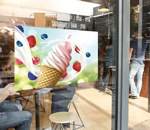 3D Ice Cream Dessert Shop G80 Window Stickers Vinyl Wall Mural Decals Coco - Picture 1 of 11