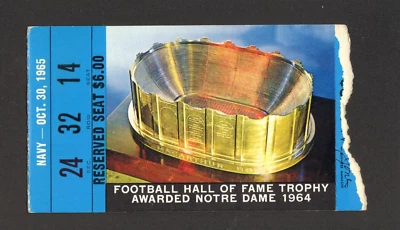 NOTRE DAME vs NAVY FOOTBALL TICKET STUB OCT 30 1965 NOTRE DAME STADIUM INDIANA - Image 1 of 2