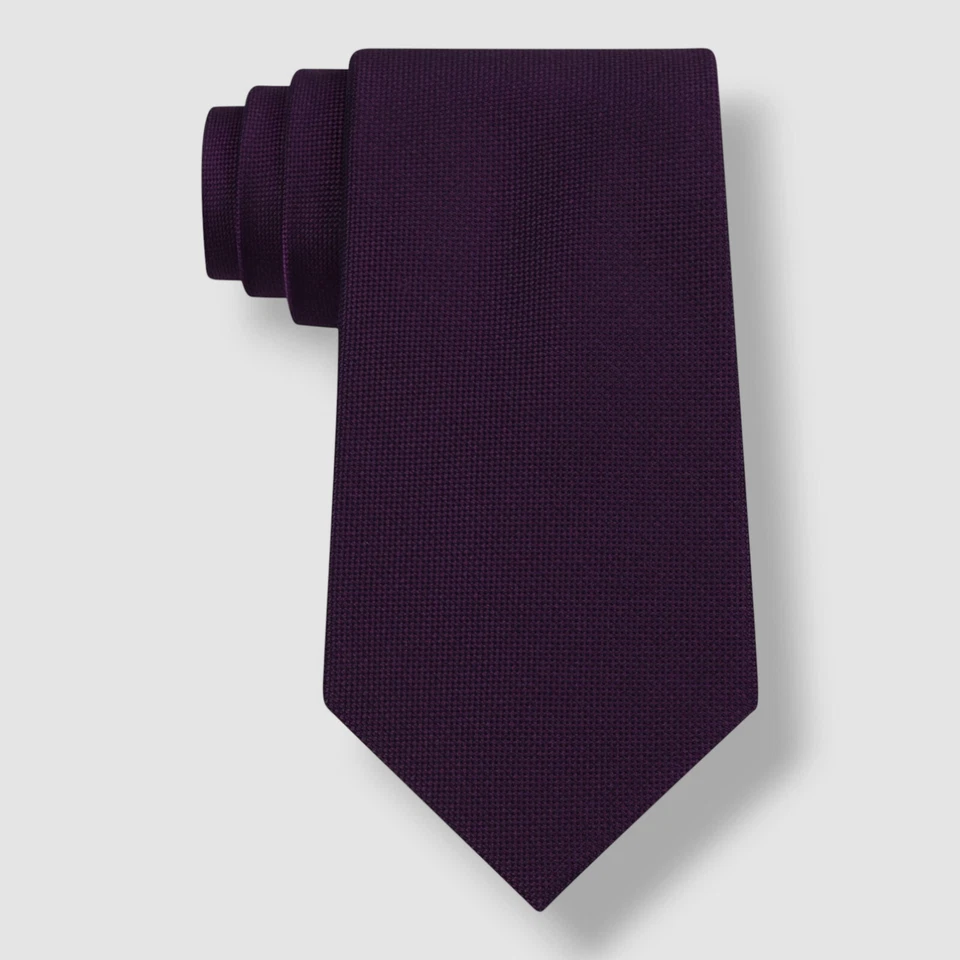 Calvin Klein Purple Plum Solid Woven Mens Formal Silk Necktie #754