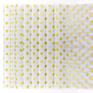50 Sheets Polka Dots Tissue Paper Gold Foil Dot Wrapping Paper Metallic Wrapp... - Picture 1 of 9