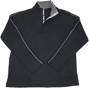 Hathaway Men's Ribbed Knit Sweater Black with Gray Stripe - Size MEDIUM - Picture 1 of 1