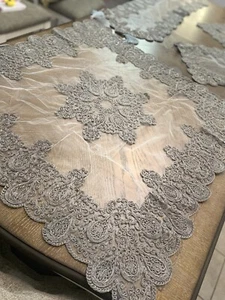 embroidery table cover Set 5 pic Fully velvet Bead Handmade Christmas Tablecloth - Picture 1 of 10