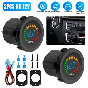 2Pcs DC 12V Car Voltmeter LED Digital Display Panel Voltage Gauge with Terminals - Picture 1 of 8