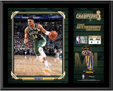 Giannis Antetokounmpo Bucks 12x15 2021 Finals Champ Player Plaque Cover