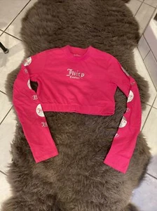 Girls Juicy Couture Long Sleeve Top Pink 14 - 15 years Cropped With Silver Logos - Picture 1 of 5