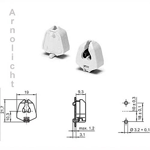 VOSSLOH&SCHWABE 2 Stück Mini G5 Einbaufassung Einsteckfassung T5 - 16mm Lampen Fassung