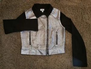 Girls D-Signed Disney Descendants Black Silver Zip Up Jacket, size 10/12, medium - Picture 1 of 7