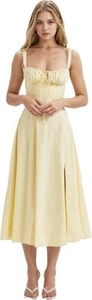 Women's Corset Floral Midi Strapless Dress with slit - Picture 1 of 2
