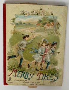 Mechanical moving tab MERRY TIMES children's illustrated book Tuck circa 1895 - Picture 1 of 13