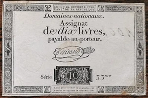 Assignat 10 livres - 24 octobre 1792 - Série 33 - Filigrane Royal - Picture 1 of 2