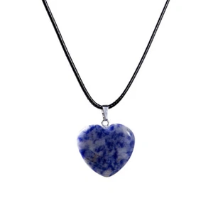 Collar con colgante corazón de piedra natural semi preciosa amatista cuarzo rosa - Imagen 1 de 9
