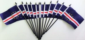 12 Pack 4x6 Inch Cape Verde Small Miniature Stick Desk & Little Table Flags - Picture 1 of 1