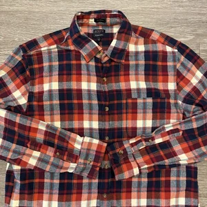 J Crew Flanellhemd Herren groß klassisch rot marineblau kariert Tasche 100 % Baumwolle Freizeit - Bild 1 von 14