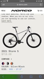 Norco Storm 5 XXS Silver (brand New In Box) - Picture 1 of 3