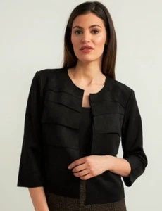 JOSEPH RIBKOFF Faux Suede Tiered Black Jacket UK10 US8 - Picture 1 of 16