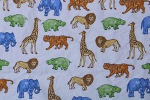 Pottery Barn Kids Safari Zoo Animal Full Flat Sheet or Fabric 100% Cotton - Picture 1 of 8