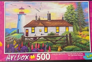 Rompecabezas Artbox 500 piezas COZY INN LIGHTHOUSE 18,25x11 Sean Harrison, sellado - Imagen 1 de 6
