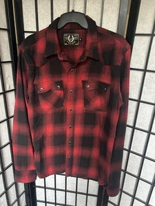 Freenote Cloth Western Shirt Red Shadow Plaid Size Medium Lightweight Flannel - Picture 1 of 6