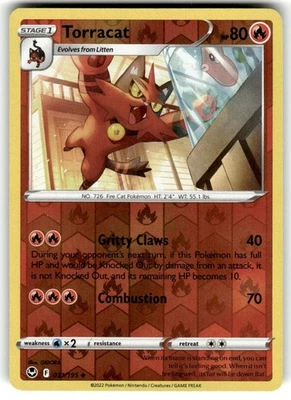 Pokemon TCG Torracat Silver Tempest 031/195 Reverse Holo Uncommon - Image 1 of 2