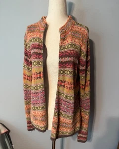 Talbots Womens Shetland Knitted Long Sleeve Full Zip Cardigan Jacket Petites M - Picture 1 of 10