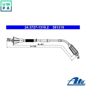 CABLE PULL PARKING BRAKE 24.3727-1319.2 FOR VOLVO B 4204 T15D 4204 T 2.0L 4cyl - Picture 1 of 9