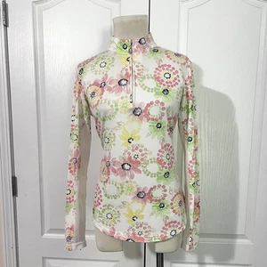 San Soleil UPF 50 Long Sleeve Quarter Zip Floral Sunshirt - sz M - Picture 1 of 8