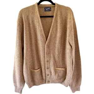 Vintage Puritan Sweater Mens XXL 2XL Button Up Cardigan V-Neck Ribbed USA Tan - Picture 1 of 16