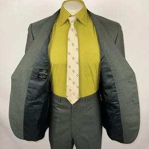 Vintage 60s Martinelli Suit Mens 42 Jacket 37 Pants Unhemmed Wool Madmen MCM NOS - Picture 1 of 24